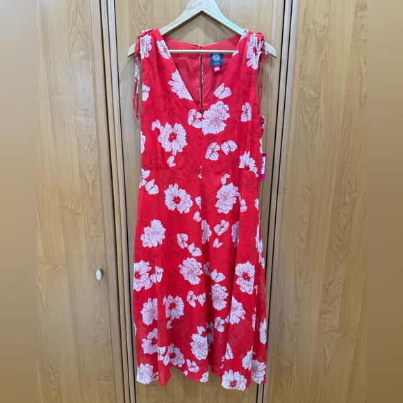 Vince Camuto Floral Print Tie Shoulder Dress New With Tags - Picture 4 of 12